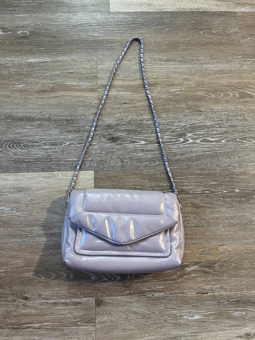 Lavender Crossbody, with added silver woven chain